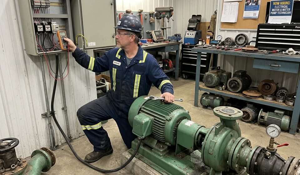 Required Electrical Motor and Water Pump Technician.